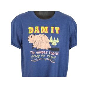 Beaver Dam It T Shirt Mens Size Large Blue The Whole Tooth Funny Pun Tee